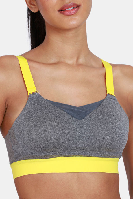 Zelocity High Impact Quick Dry Padded Sports Bra - Mid Grey Heather — image 7